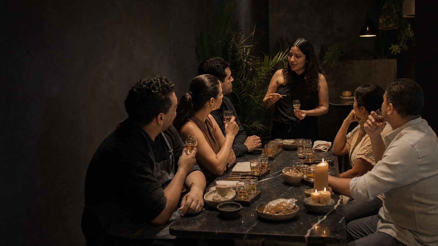 Grupo pequeño participando en una cata guiada de miel