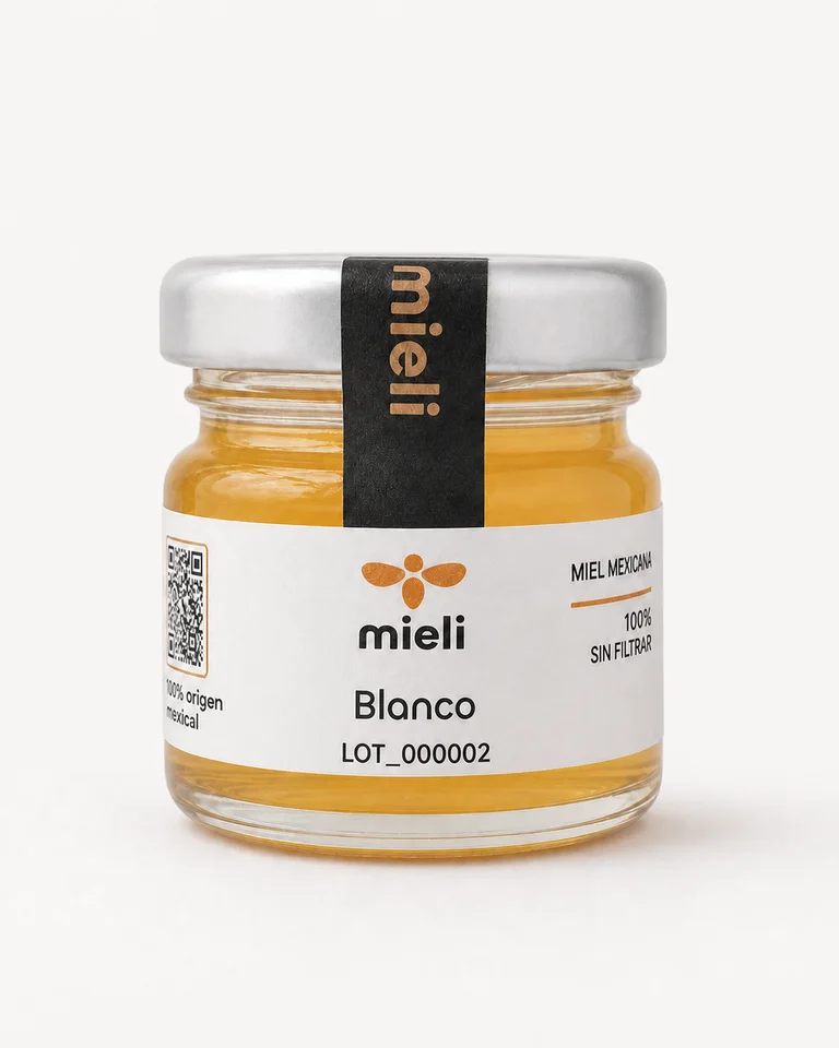 Frasco Mieli LOT_000002 con miel color Blanco
